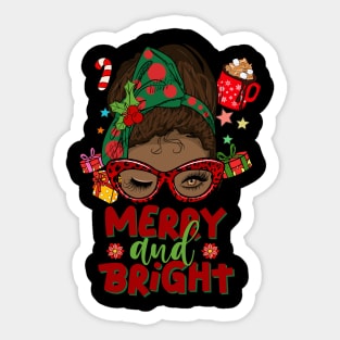 Merry and Bright, Black Girl Christmas Magic Sticker